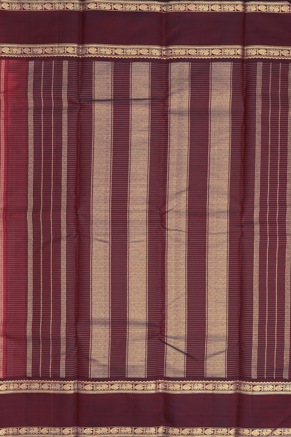 Kanchipuram Silk Saree In Crimson Red With Checks Design