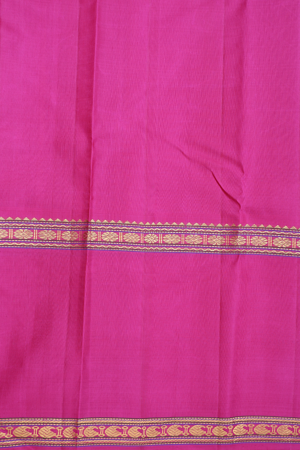 Kanchipuram Silk Saree In Coral Pink With Checks Design