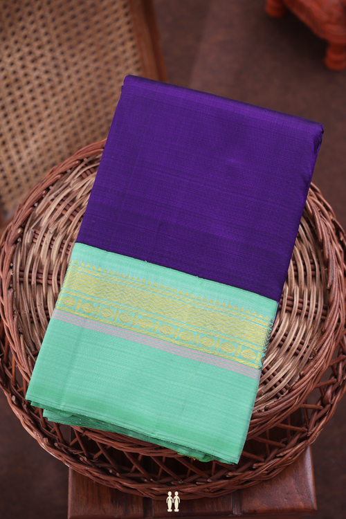 Kanchipuram Silk Saree In Royal Purple With Contrast Border