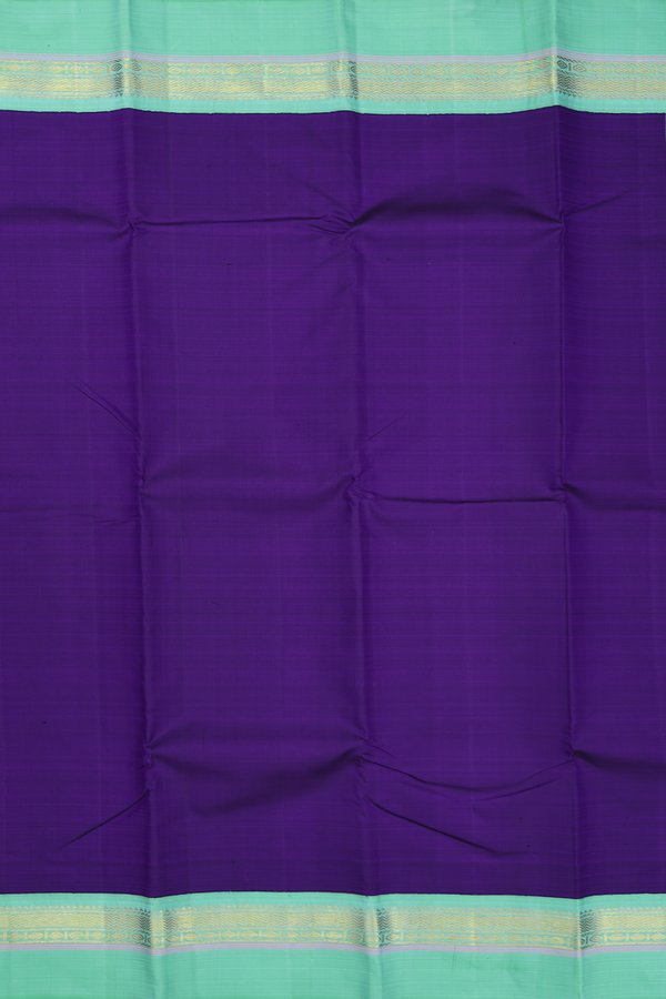 Kanchipuram Silk Saree In Royal Purple With Contrast Border