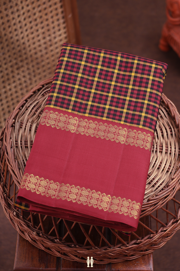 Kanchipuram Silk Saree In Multicolor With Checks Design