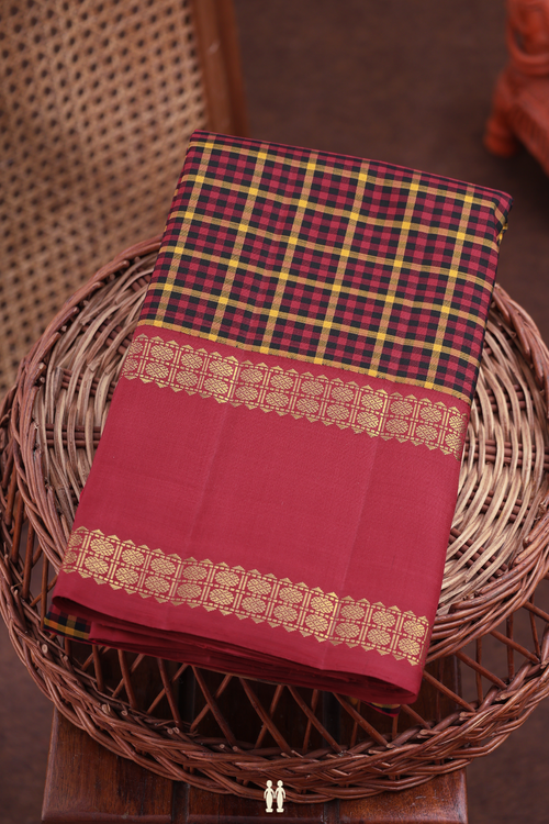 Kanchipuram Silk Saree In Multicolor With Checks Design