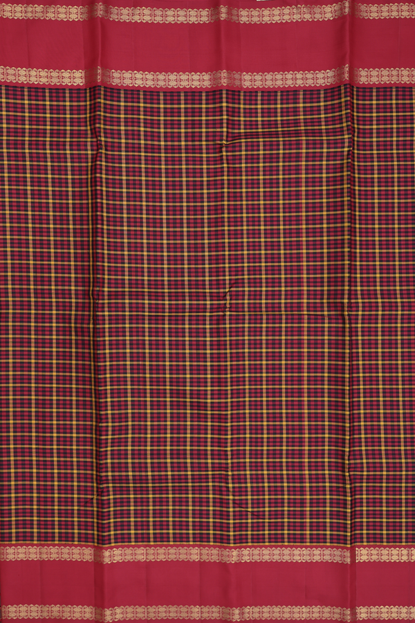 Kanchipuram Silk Saree In Multicolor With Checks Design