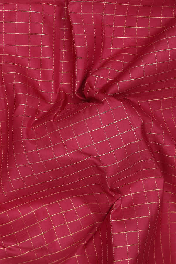 Kanchipuram Silk Saree In Crimson Red With Checks Design