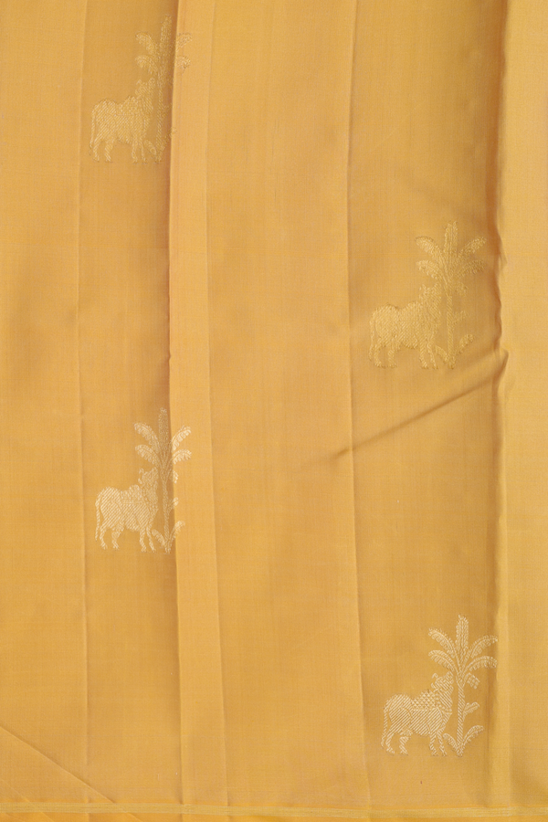 Kanchipuram Silk Saree In Plum Purple With Cow Motifs