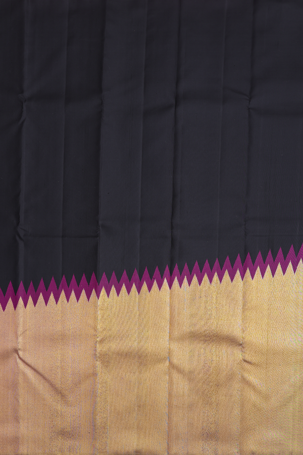 Kanchipuram Silk Saree In Black With Rising Border
