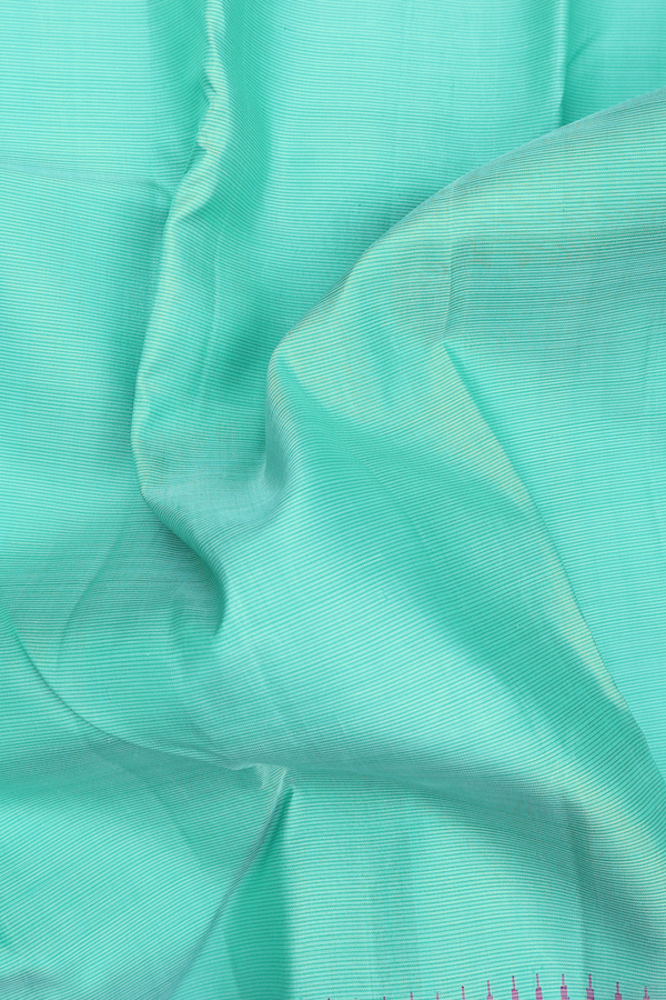 Kanchipuram Silk Saree In Tiffany Blue With Stripes Design