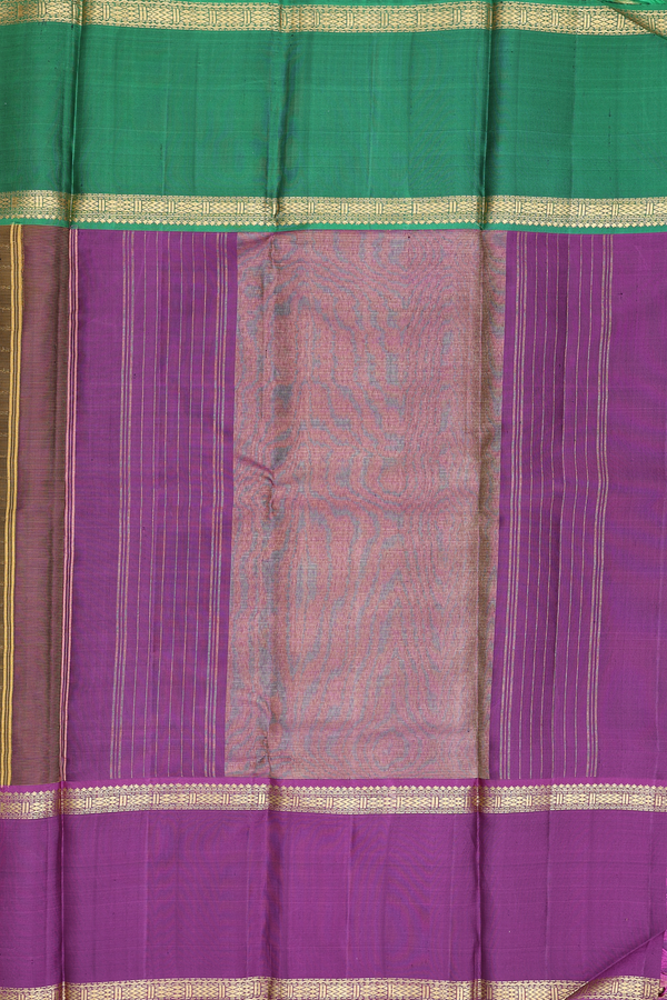 Kanchipuram Silk Saree In Yellowish Brown With Stripes Design