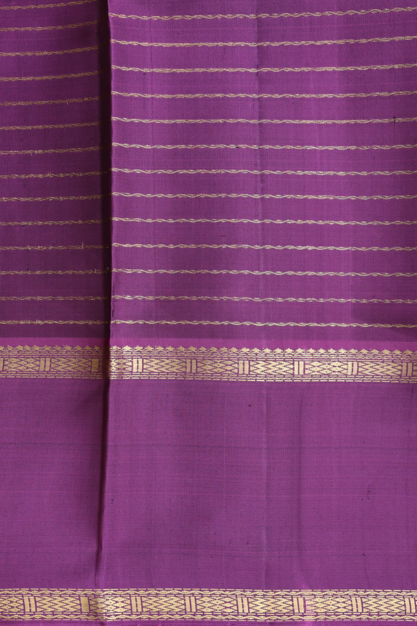 Kanchipuram Silk Saree In Yellowish Brown With Stripes Design