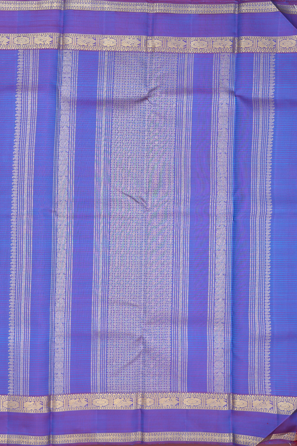 Kanchipuram Silk Saree In Bluish Green With Stripes Design