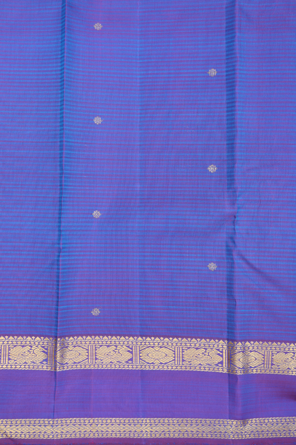 Kanchipuram Silk Saree In Bluish Green With Stripes Design