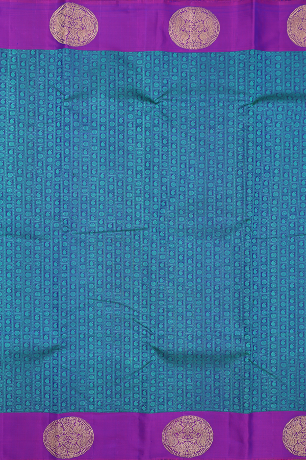 Kanchipuram Silk Saree In Capri Blue With Paisley Design
