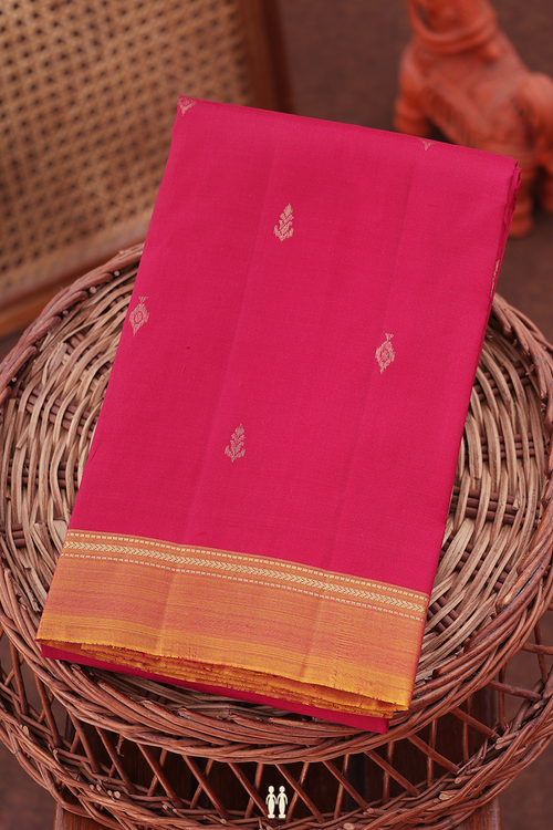 Kanchipuram Silk Saree In Red With Zari Buttas