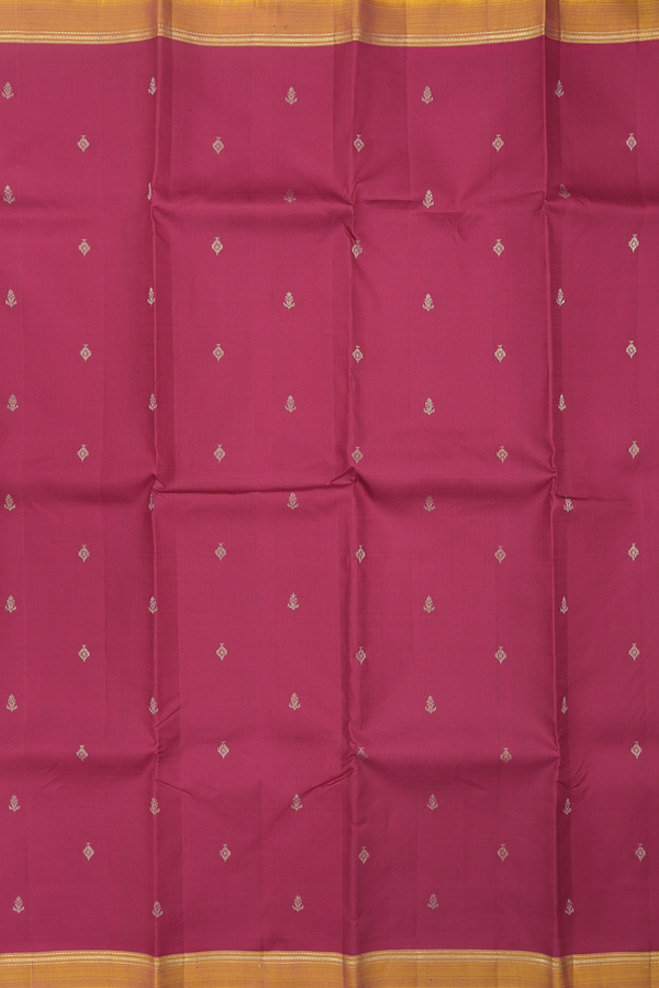 Kanchipuram Silk Saree In Red With Zari Buttas