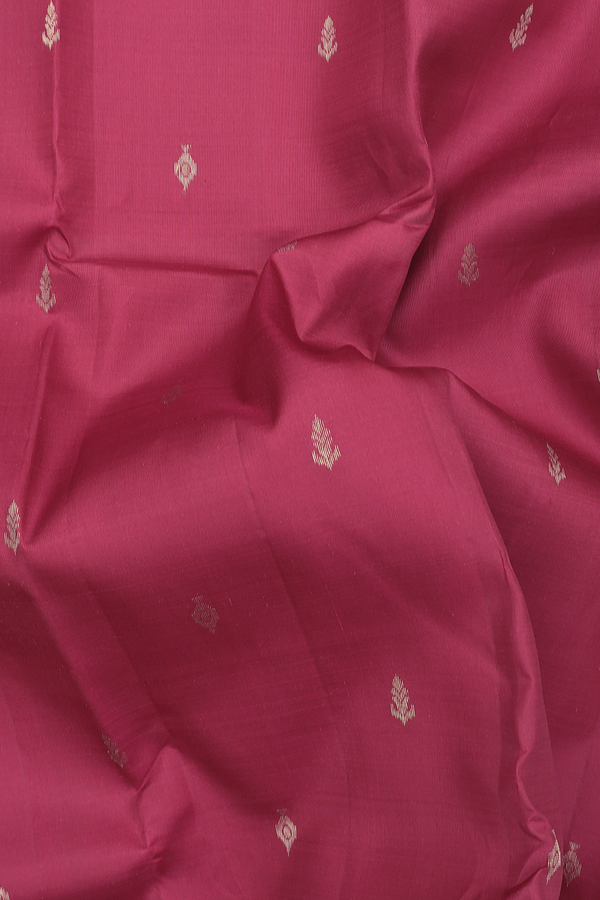 Kanchipuram Silk Saree In Red With Zari Buttas
