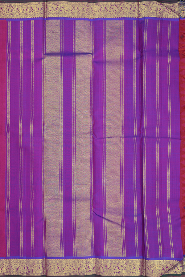 Kanchipuram Silk Saree In Rose Red With Contrast Border