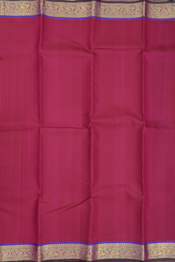 Kanchipuram Silk Saree In Rose Red With Contrast Border