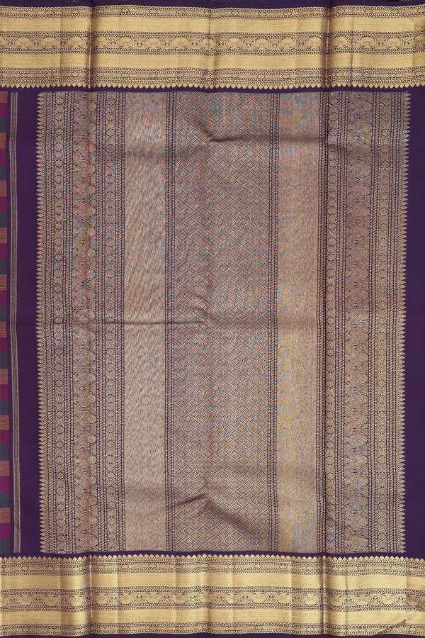 Kanchipuram Silk Saree In Multicolor With Checks Design