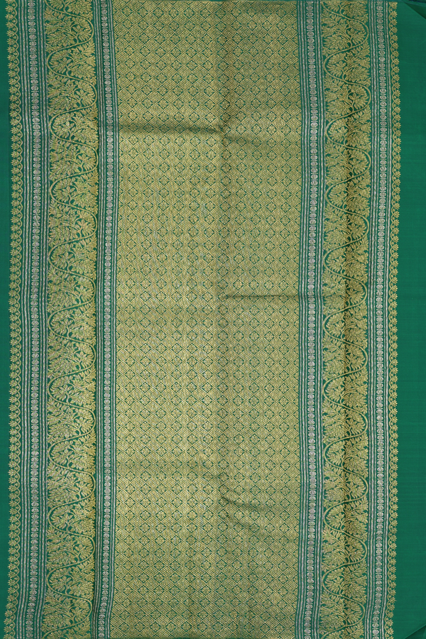 Kanchipuram Silk Saree In Royal Blue With Peacock Buttas