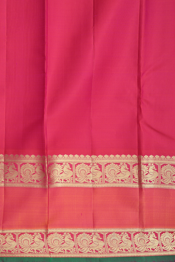 Kanchipuram Silk Saree In Yellow With Rettai Pettu Border