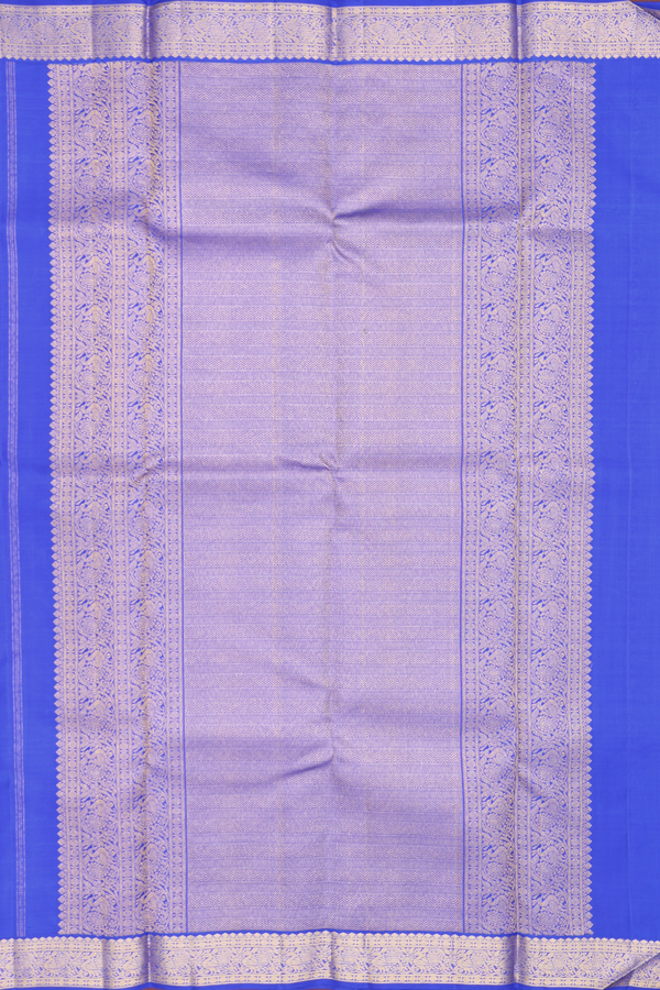 Kanchipuram Silk Saree In Indigo Blue With Jacquard Pattern