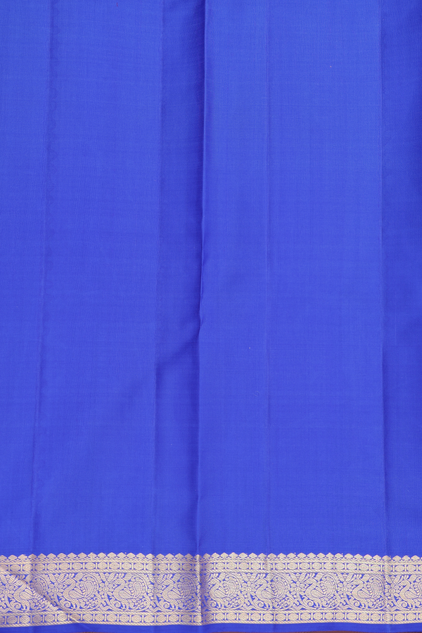 Kanchipuram Silk Saree In Indigo Blue With Jacquard Pattern