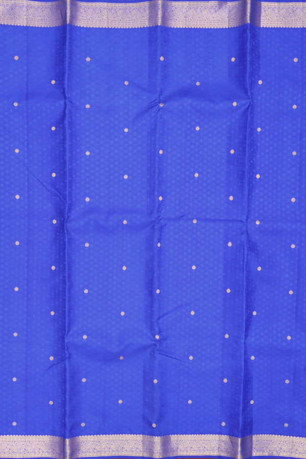 Kanchipuram Silk Saree In Indigo Blue With Jacquard Pattern