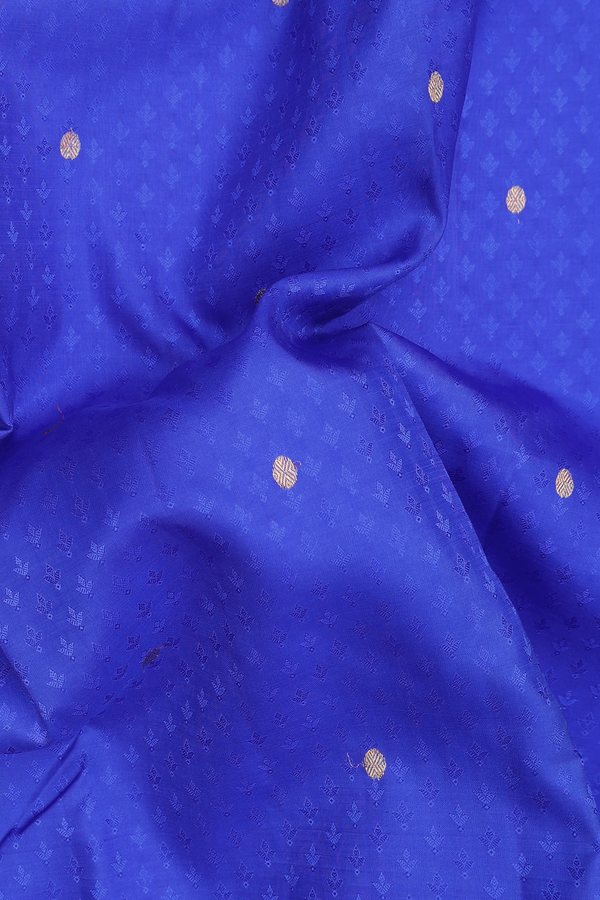 Kanchipuram Silk Saree In Indigo Blue With Jacquard Pattern