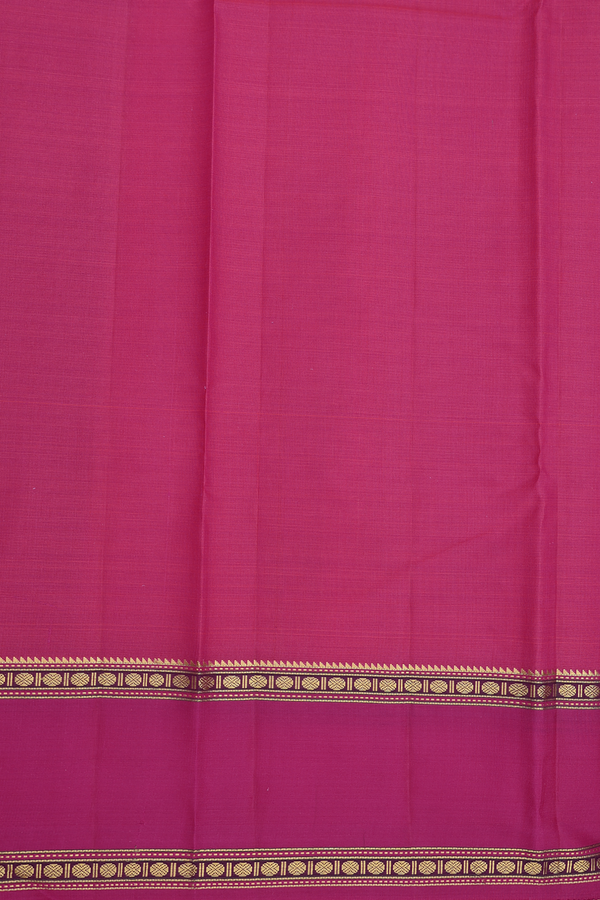 Kanchipuram Silk Saree In Rani Pink With Floral Buttas