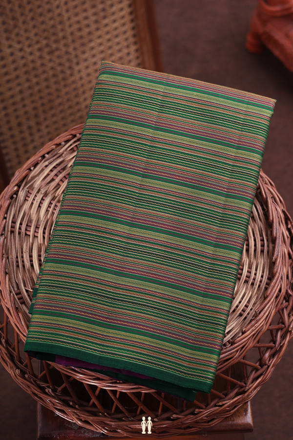 Kanchipuram Silk Saree In Multicolor With Stripes Design