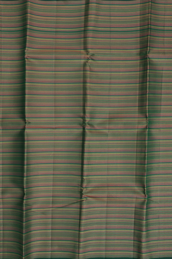Kanchipuram Silk Saree In Multicolor With Stripes Design