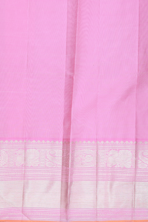 Kanchipuram Silk Saree In Pale Blue With Paisley Buttas