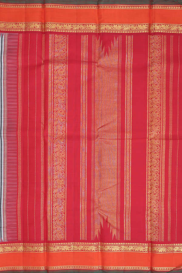 Kanchipuram Silk Saree In Black And White With Checks Design