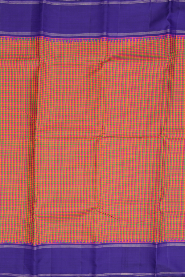 Kanchipuram Silk Saree In Multicolor With Checks Design