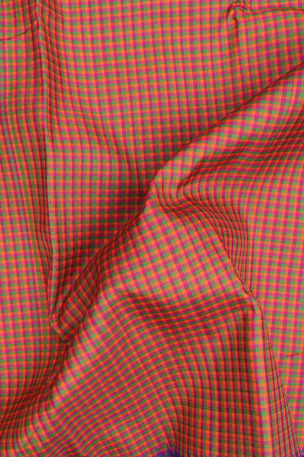 Kanchipuram Silk Saree In Multicolor With Checks Design