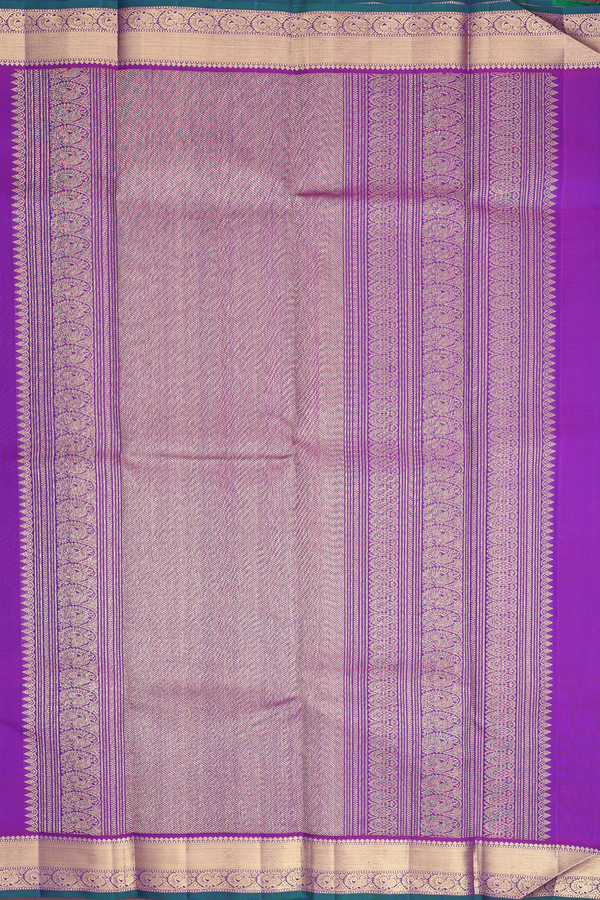 Kanchipuram Silk Saree In Olive Green With Zari Buttis