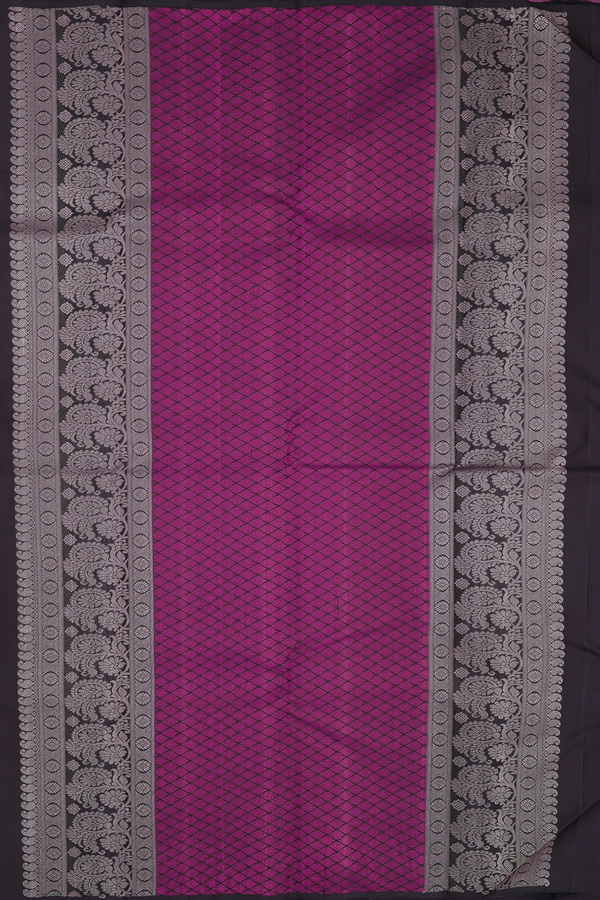 Kanchipuram Silk Saree In Dark Oak Brown With Peacock Buttas