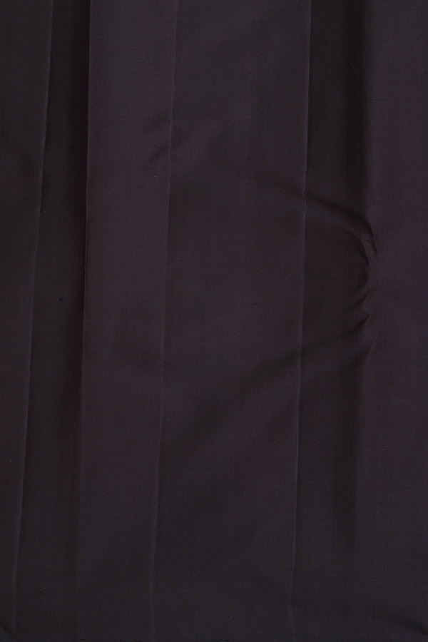 Kanchipuram Silk Saree In Dark Oak Brown With Peacock Buttas