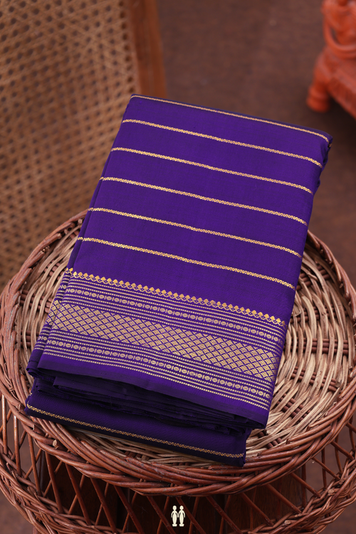 Kanchipuram Silk Saree In Royal Blue With Neli Design