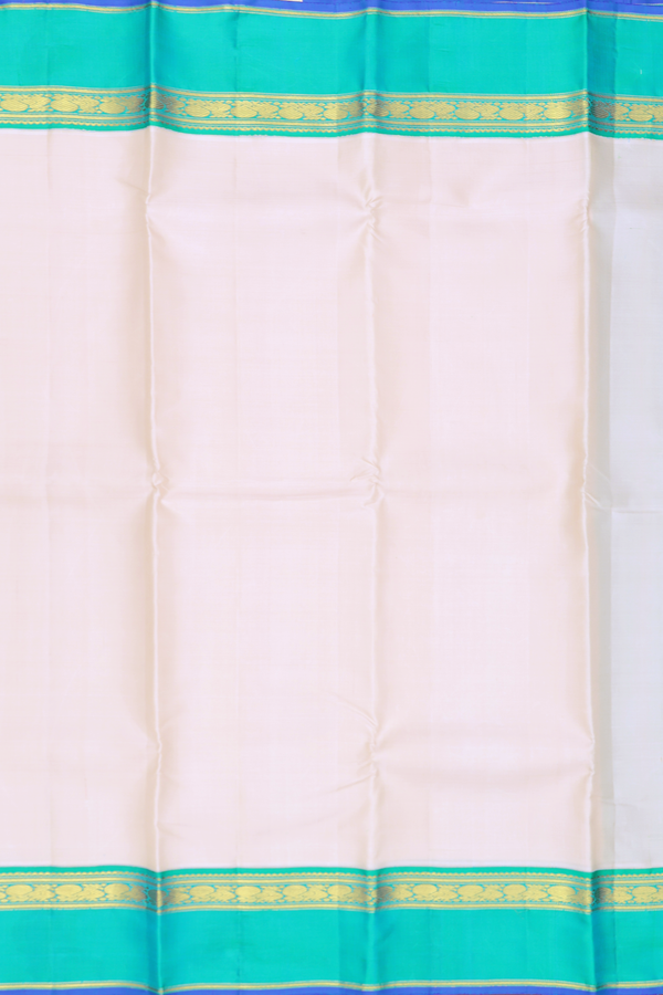 Kanchipuram Silk Saree In Off White With Contrast Border