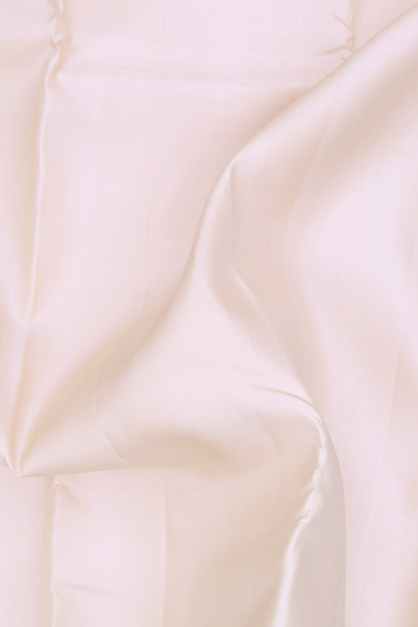 Kanchipuram Silk Saree In Off White With Contrast Border