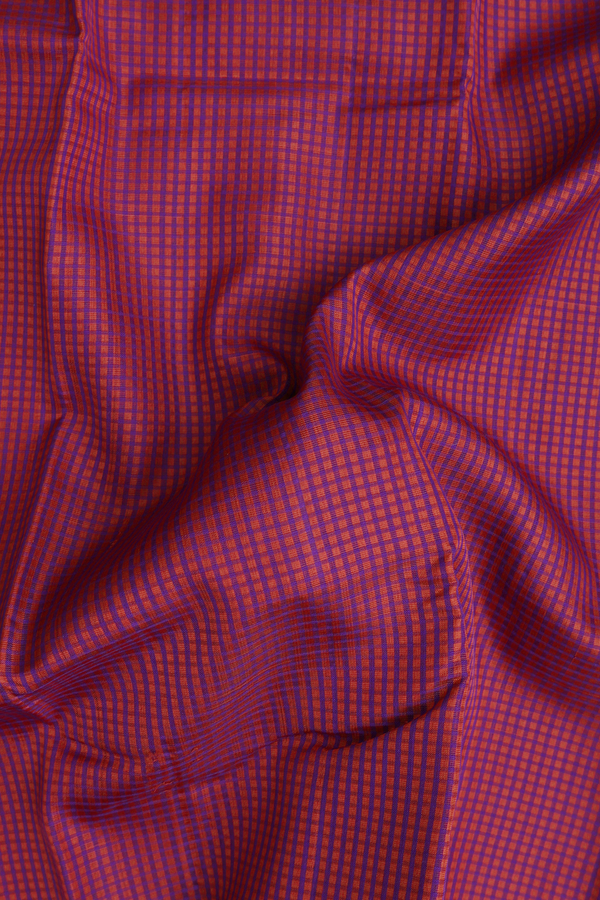 Koorainadu Silk Cotton Saree In Purple And Brown With Checks