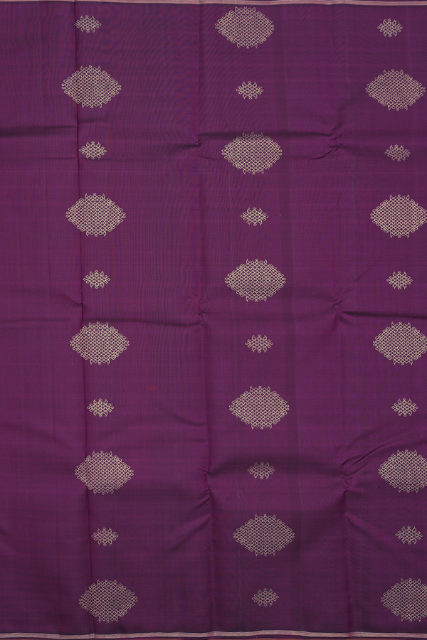 Kanchipuram Silk Saree In Plum Purple With Kolam Motifs