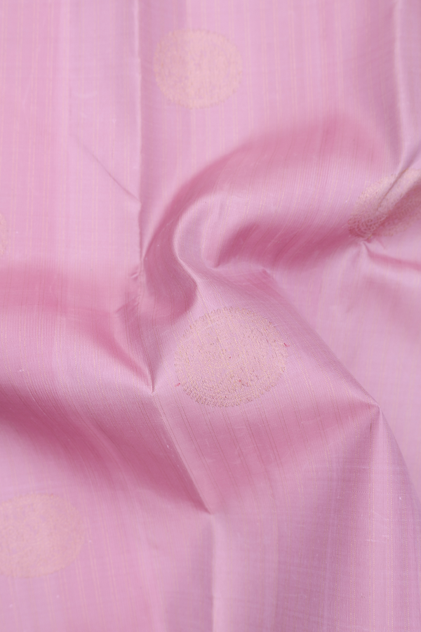 Kanchipuram Silk Saree In Pink Along Stripes With Motifs