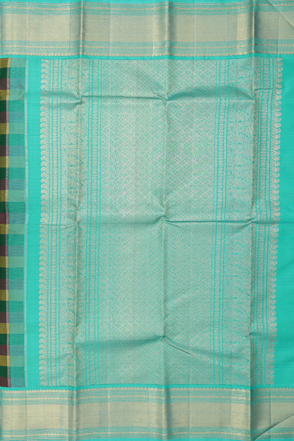 Kanchipuram Silk Saree In Multicolor With Checks Design