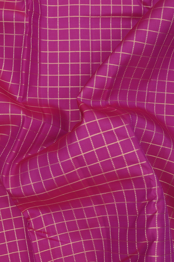 Kanchipuram Silk Saree In Purple Rose With Checks Design
