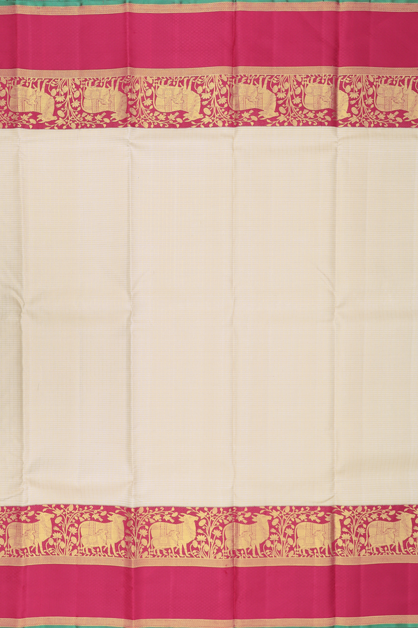 Kanchipuram Silk Saree In Off White With Checks Design