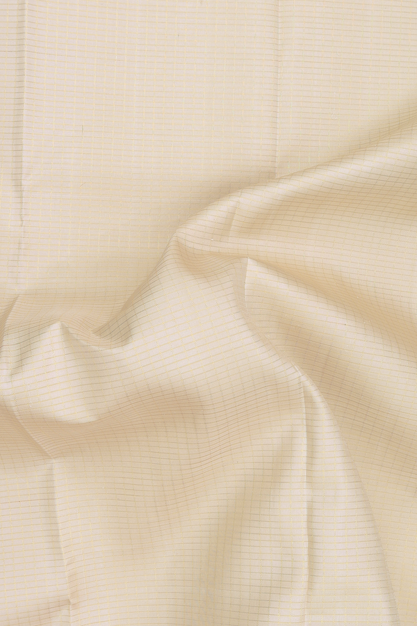 Kanchipuram Silk Saree In Off White With Checks Design