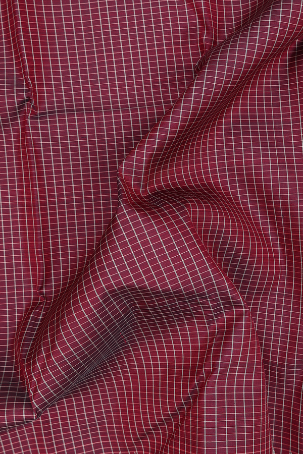 Kanchipuram Silk Saree In Maroon With Checks Design