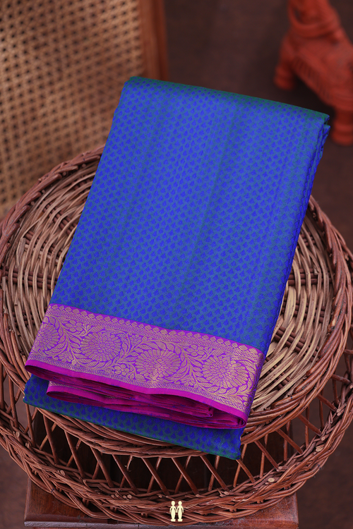 Kanchipuram Silk Saree In Royal Blue With Jacquard Pattern